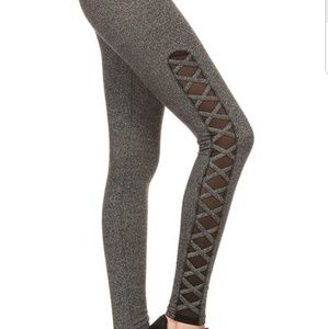 Gray with black mesh fashion leggings